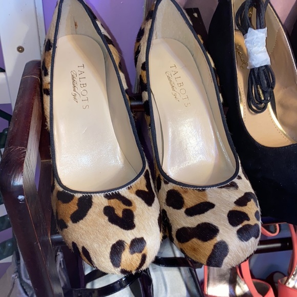 Talbots Brown Black Leopard Real Calf Hair Skyla Pumps sz 8 heels sexy Like NEW - Picture 9 of 9
